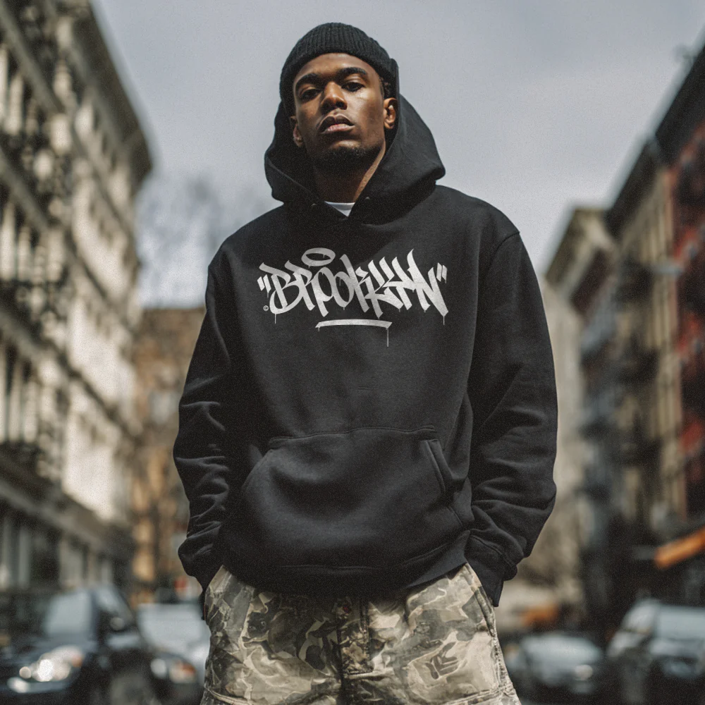 "Brooklyn" Graffiti Handstyle - Premium Unisex Hoodie - Image 2