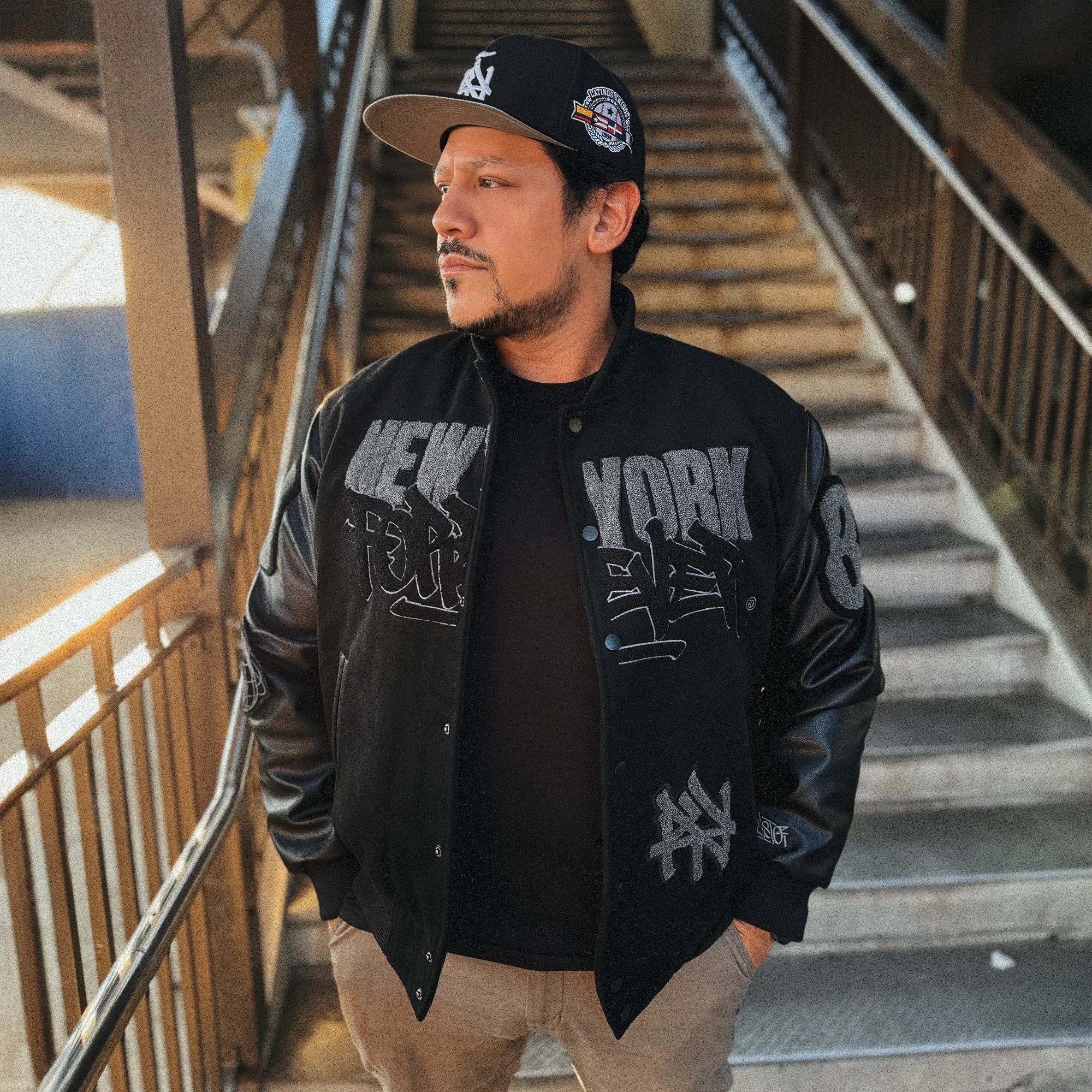 New York Forever - Black Varsity Leather Jacket - Image 8
