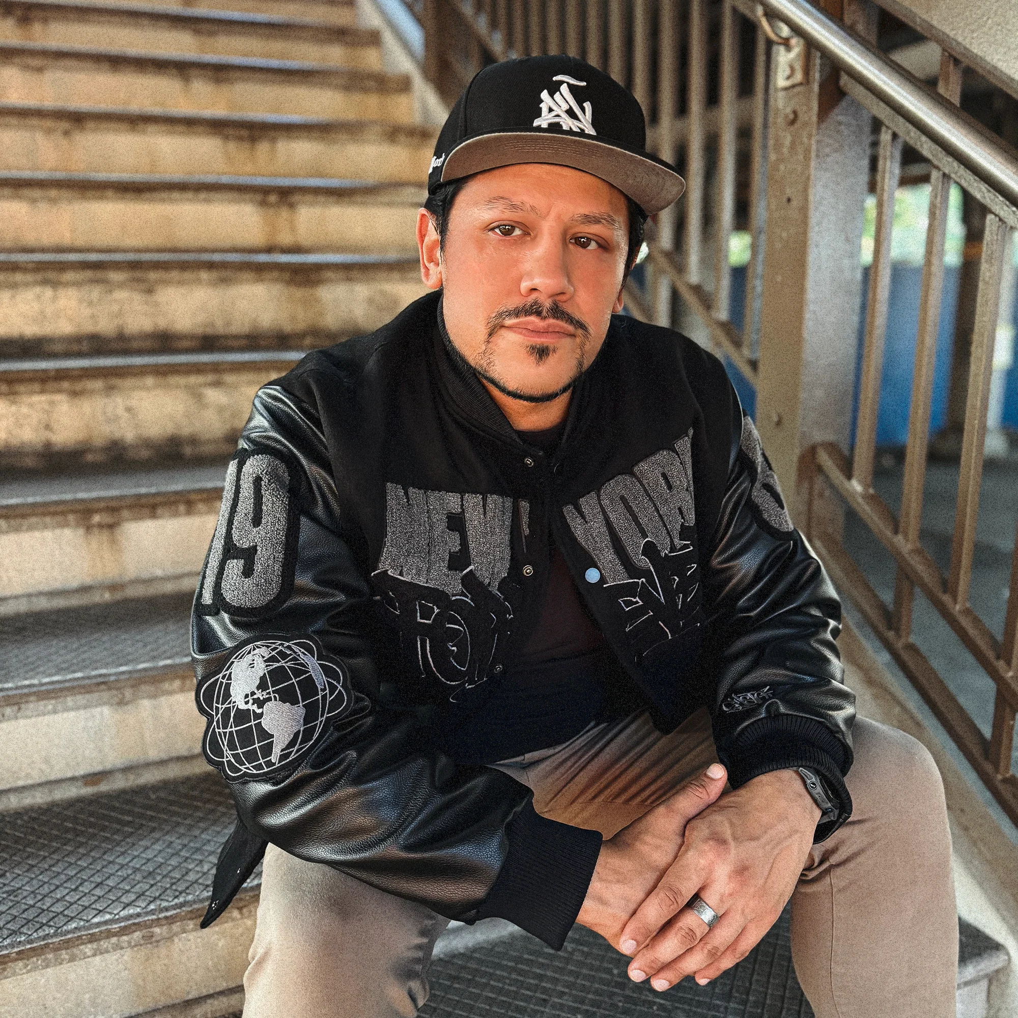 New York Forever - Black Varsity Leather Jacket - Image 9