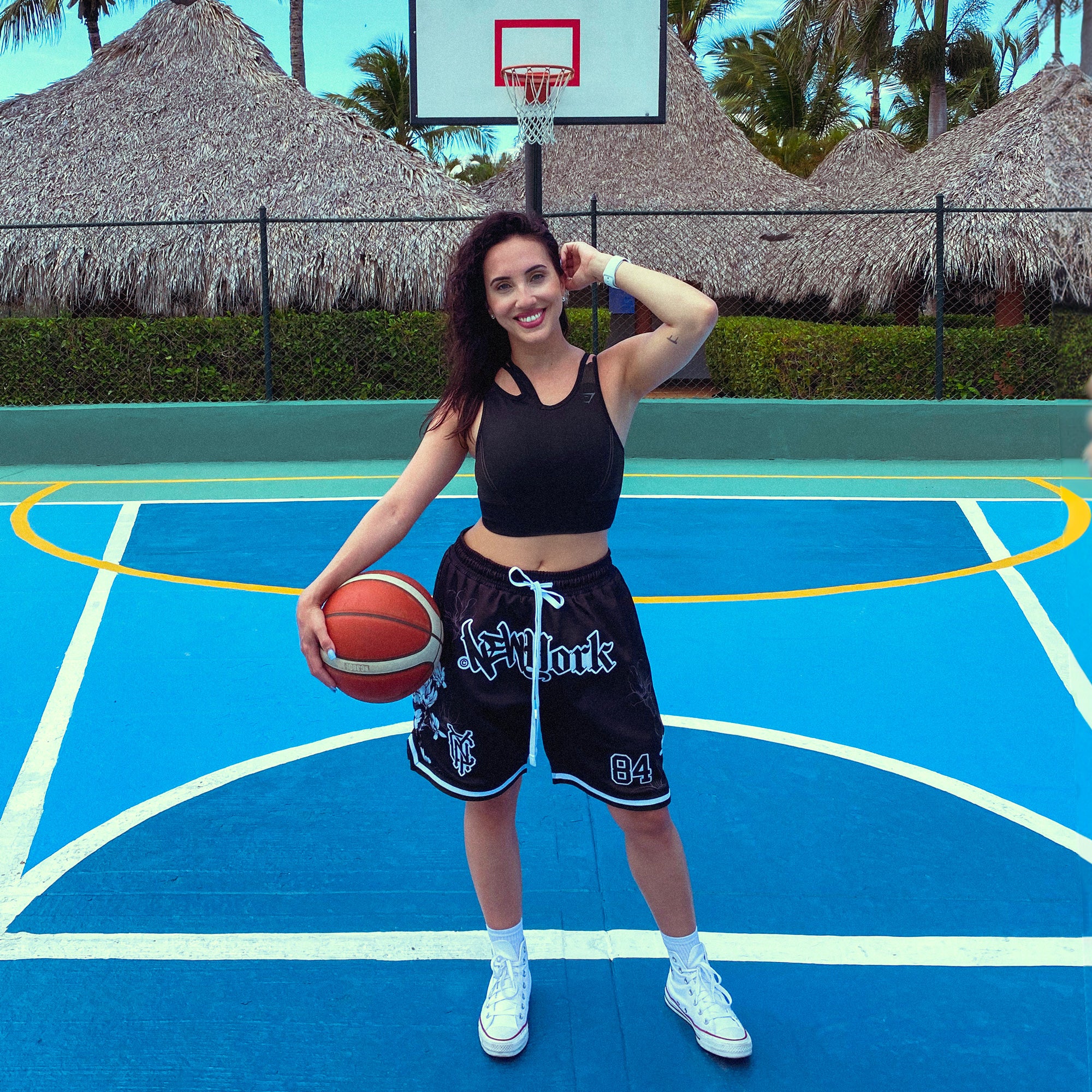 New York "Split Logo" - Floral Activewear Shorts - Image 3