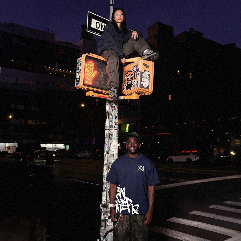 "New Yorker" Graffiti Handstyle - Midnight Navy Blue Heavyweight T-Shirt - Image 7