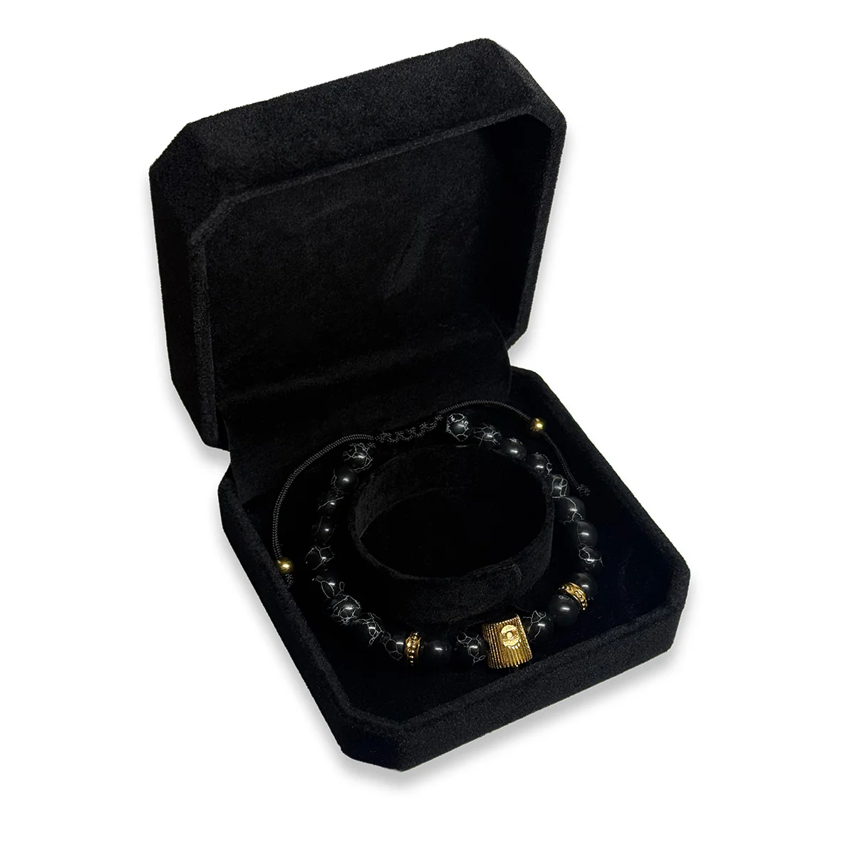 NY Fat Cap Beaded Bracelet - Black and Gold - Image 4
