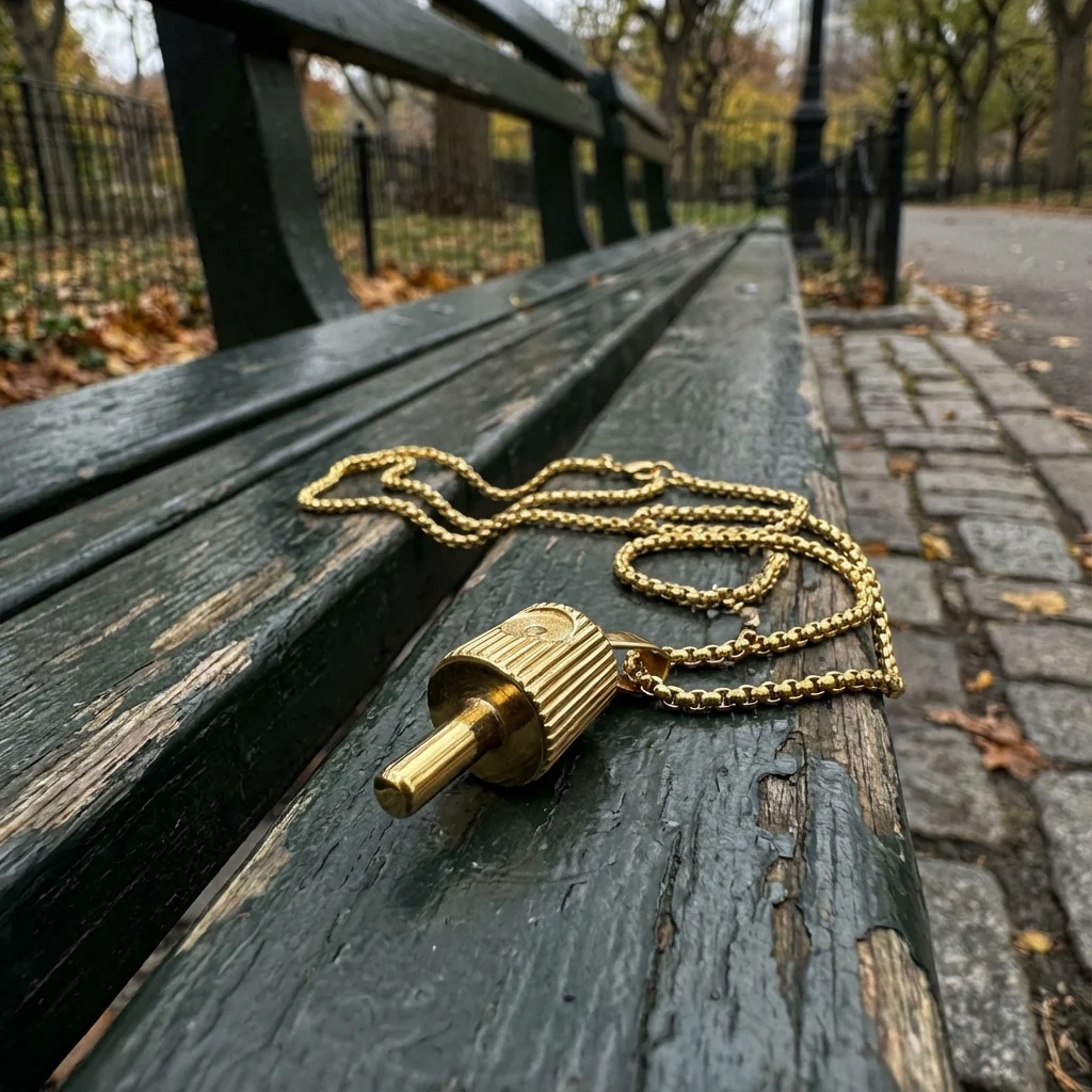 NY Fat Cap Gold Pendant - Box Link Chain Necklace - Image 3
