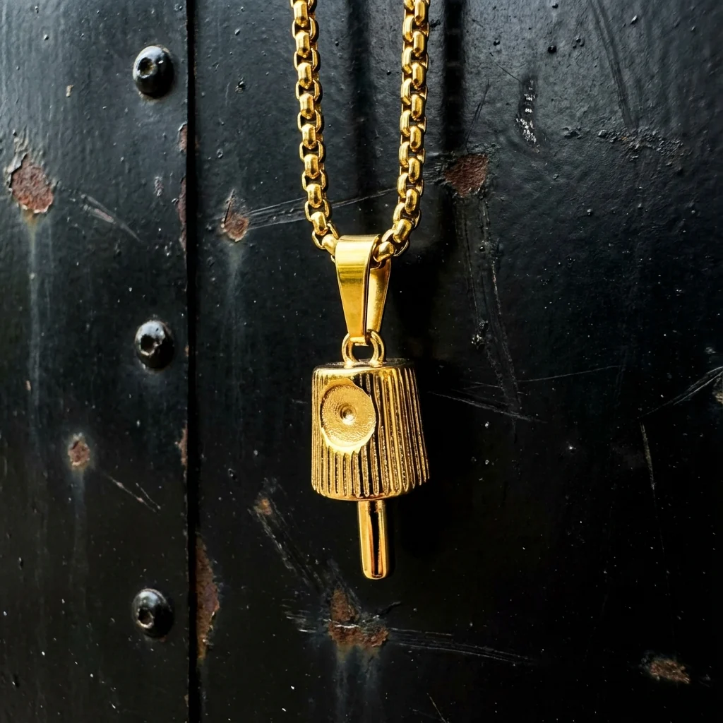 NY Fat Cap Gold Pendant - Box Link Chain Necklace - Image 4