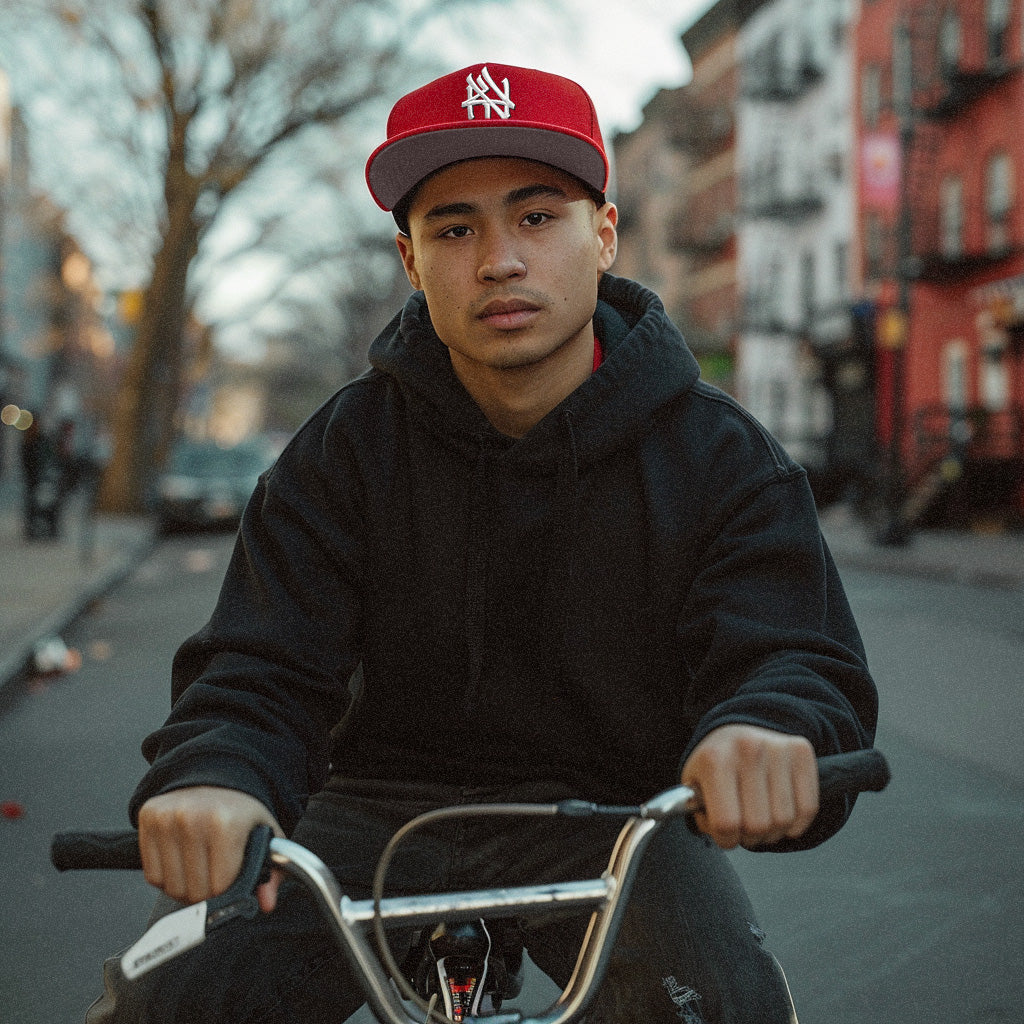 NY Hometown Logo - Big Apple Red Snapback Hat - Image 2