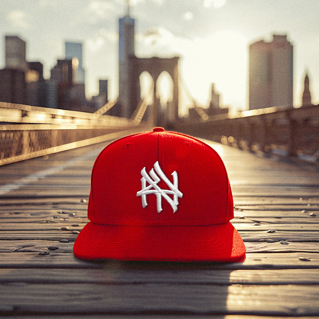 NY Hometown Logo - Big Apple Red Snapback Hat - Image 4