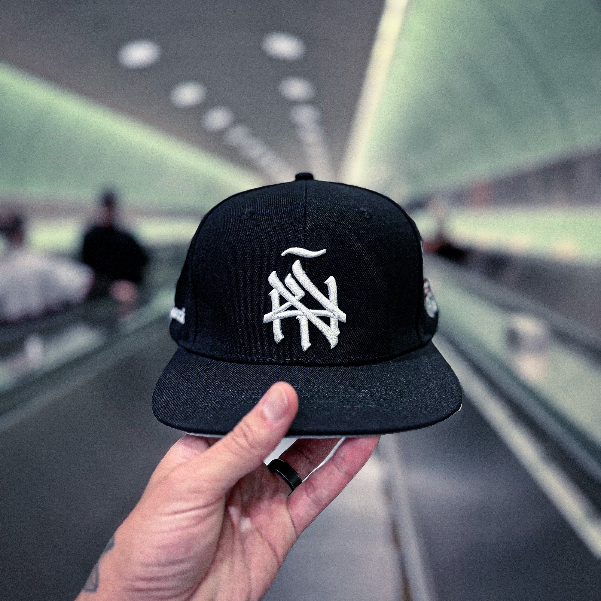 NY (ÑY) Hometown Logo - Latinos Unidos Black and White Snapback Hat - Image 5
