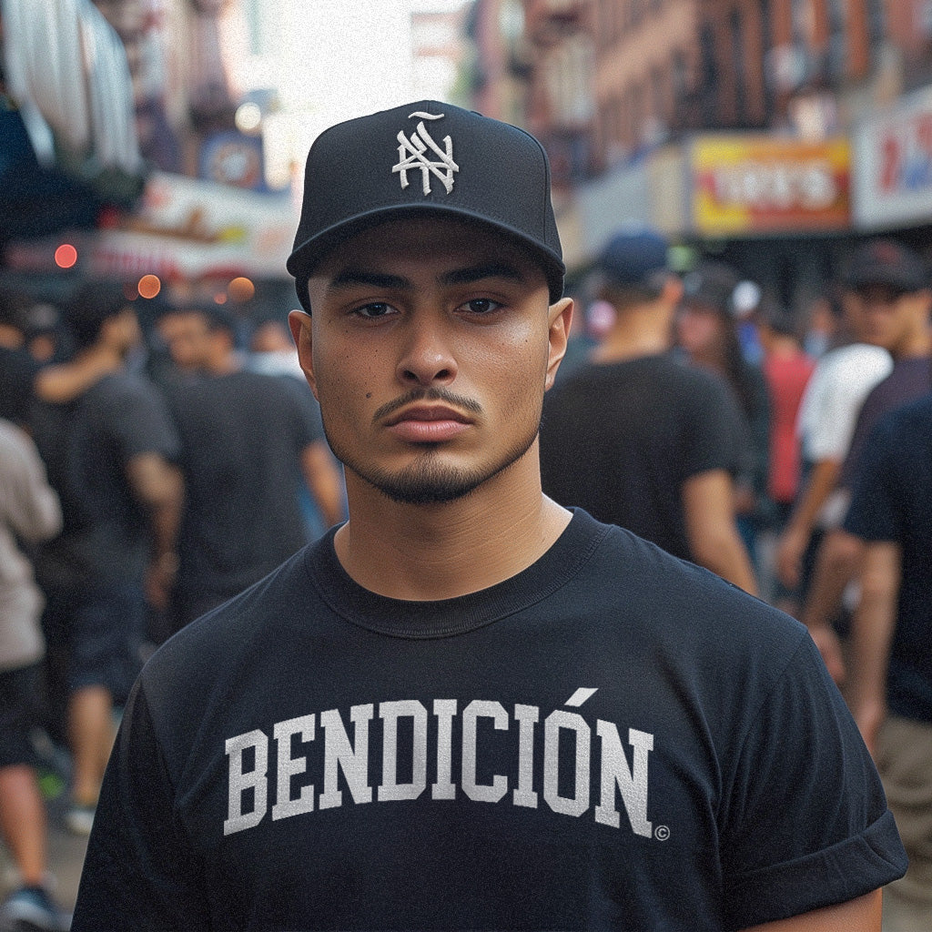 NY (ÑY) Hometown Logo - Latinos Unidos Black and White Snapback Hat - Image 6