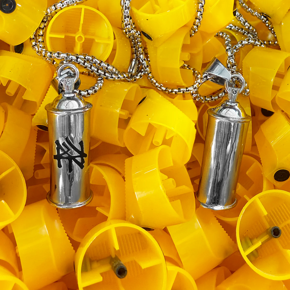 Spray Can Silver Pendant - Box Link Chain Necklace - Image 3